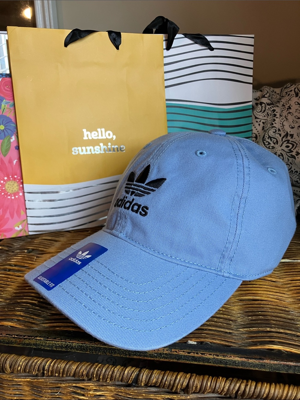 adidas Blue Cap with Black Trefoil Logo& FREE BRACELETS:):)